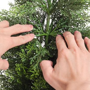 Set di 2 Alberi di Cedro Artificiali a Forma di Ulivo da 36 Pollici, Arbusti di Pino in Seta Sintetica, Facile Montaggio, Decorazione Frontale Realistica - Product Image 2