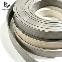 Bande de chantournage en PVC à grain de bois bicolore gris clair et crème pour le bordage de meubles de cuisine