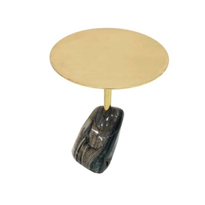 Best Selling Brass and agate Italian contemporary side table luxury modern minimalist accent table - Product Image 2