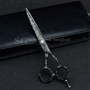 Ciseaux de coiffure professionnels SAAR GLOBAL SURGICAL, ensemble en acier inoxydable 6CR13, lame tranchante, pour droitiers, manche long, 28 dents - Product Image 6