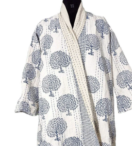 Printed Kantha Cotton Eco-Friendly <b>Jacket</b> <b>Women</b> Long Sleeve Loose Fit Woven <b>Spring</b> Summer Autumn Casual Wear - Product Image 1