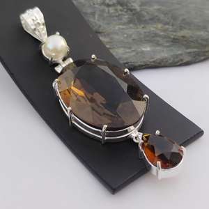 Hermoso Colgante de Cuarzo Perlado Ahumado, Plata de Ley 925, Joyería Hecha a Mano, Regalo para Mujer, Cumpleaños, Diseño Único - Product Image 5