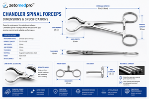Pinzas Espinales Chandler con Mandíbulas en Línea con los Ejes, Instrumento Quirúrgico ZETOMEDPRO - Product Image 3