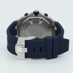 Montre de luxe en or blanc 20 mm, style hip-hop, avec diamants incolores de laboratoire de haute qualité, mouvement automatique ou mécanique, style affaires, sertie DEF - Product Image 6