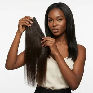 Cheveux humains naturels noirs longs et raides, ensemble complet pour la tête, densité 100%, cheveux Remy, base en soie, double tirage, toutes les couleurs, taille personnalisable - Product Image 6