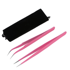 Precision <b>Pink</b> Eyelash Tweezers <b>Set</b> with Stainless Steel Tips tweezers professional precision eyelash tweezers - Product Image 1