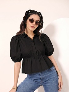 Nouvelle Arrivée Blouse Peplum Décontractée en Coton pour Femme Coupe Ample – Nouveau Design – Hauts Peplum Amples – Chemise Décontractée pour le Bureau - Product Image 1