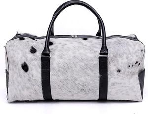 Bolso de Cuero Vacuno, Forma Ovalada, Correa de Hombro, Cierre de Cremallera, Ligero, Duradero, Ecológico, Marrón Blanco, Unisex - Product Image 4