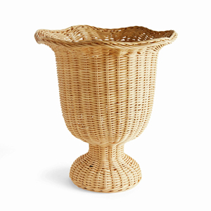 Vase sur piétement en rotin tressé élégant, panier décoratif, jardinière haute sculpturale, support à fleurs naturel, vase de table bohème chic - Product Image 1