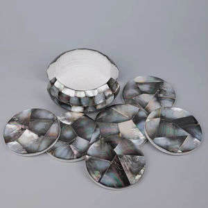 Ensemble de 6 dessous-de-verre en forme de balai, faits à la main, écologiques, classiques, avec support, décoration de table artisanale indienne, cadeau - Product Image 1