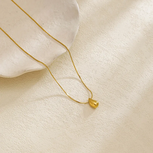 สร้อยคอจี้หยดน้ำสำหรับผู้หญิง ชุบทอง 18K สแตนเลส 304 พร้อมสายโซ่แบบงู กันน้ำ ไม่หมอง - Product Image 2