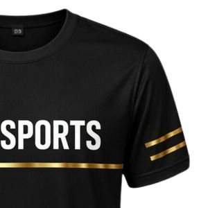 T-shirt de sport noir pour homme en polyester, tenue d'entraînement, vêtement de performance décontracté pour le hockey et les activités de plein air - Product Image 6