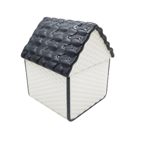 Pot à biscuits en céramique blanche en forme de maison de pain d'épices, avec couvercle amovible, style minimaliste, pour table de Noël, vente en gros - Product Image 6
