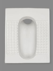 Cuvette de toilettes à la turque en céramique de 20 pouces, à chasse d'eau par gravité, à poser au sol, durable, pour salle de bain - Product Image 1