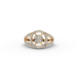 Bague en diamant rond cultivé en laboratoire avec grappe de 77 pierres et sertissage pavé pour fiançailles - Product Image 1