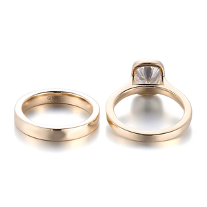 Ensemble de bagues en diamant 2 carats, diamant de laboratoire certifié IGI taille coussin, avec bague de fiançailles en or jaune 10K pour femme - Product Image 3