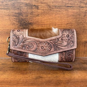 Gran oferta, bolso de mano de piel de vaca, elegante Cartera de cuero tallada a mano, multiusos, carteras elegantes de cuero occidental para mujer - Product Image 2