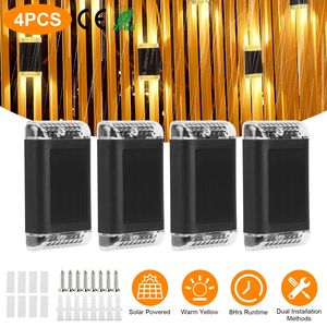 Lot de 4 lampes murales solaires à lumière jaune chaude, étanches IP55, rechargeables, avec capteur optique, pour usage extérieur - Product Image 1