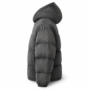 Chaqueta Acolchada Negra con Capucha para Hombre, Abrigo Casual de Invierno Cálido y Grueso con Cierre de Cremallera y Relleno de Poliéster - Product Image 2