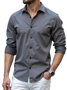Solid Color Button <b>Shirt</b> <b>For</b> Formal Or Office Wear With <b>Shirt</b> Collar <b>Men's</b> Fashion Casual Business Commuting <b>Men</b> <b>Shirt</b> - Product Image 4