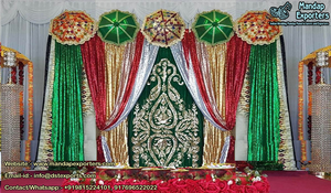 Toile de fond de Style arc de mariage pakistanais avec laçages décors brodés de mariage musulman décor de scène Sangeet de mariage arabe - Product Image 2