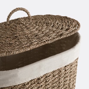 Panier à linge ovale en jonc de mer tressé, fait main, panier de rangement, vente en gros, écologique, fabriqué au Vietnam - Product Image 3