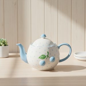 Théière en Porcelaine Fine de Qualité Supérieure 3460983C-1.0 NOUVELLE, Motif Myrtille Claire & Points, 1000ML - Product Image 6