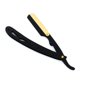 Rasoir de haute qualité en acier inoxydable allemand noir avec lame à simple tranchant, manche en bois, certifié CE ISO par Tegra - Product Image 1