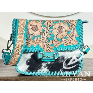 OEM & ODM New Western Design Hand Tooled Leather Handbags for Women's Genuine Cowhide Leather Fashion Crossbody Shoulder Bag - Product Image 1
