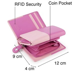 Cartera Trifold de Cuero Genuino Personalizada para Mujer, Protección RFID, Monedero con Bolsillo para Monedas con Cierre, Regalo Grabado Personalizado, a la Moda - Product Image 4