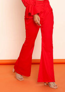 Pantalones de Mujer de Corte Bootcut Rojos, Suaves y Cómodos, de Cintura Alta, Ajustados, Estilo Casual Chic, Ropa Femenina - Product Image 4