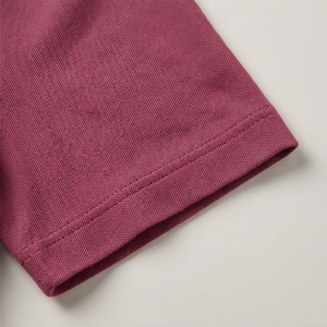 Polo à manches courtes pour homme, couleur bordeaux, fermeture éclair sur le devant, décontracté, tricoté, design uni, coupe classique - Product Image 6