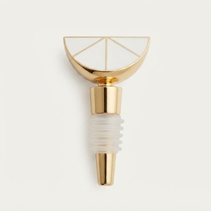 Wholesale Luxury Matte Gold Metal Lemon <b>Wine</b> Bottle <b>Stopper</b> Handcrafted Aluminum Decorative Beverage Sealer for Barware Gifts - Product Image 2