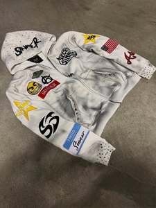 เสื้อฮู้ดดี้ผู้ชายผ้าฝ้ายแท้ 100% คุณภาพสูง สไตล์สตรีท ประดับคริสตัลครึ่งตัว น้ำหนัก 400 กรัม พิมพ์ลาย DTG ดีไซน์โดดเด่น - Product Image 2