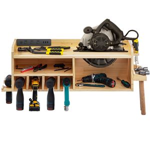 Organizer per trapano a parete a 4 Slot in legno lucidato a 3 ripiani per stazione di ricarica senza fili chiave per cacciavite accessorio - Product Image 1