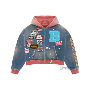 Hoodie graphique effet vieilli en coton épais coupe ample imprimé personnalisé pour homme streetwear - Product Image 1