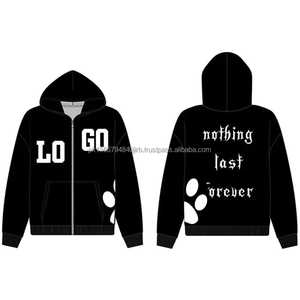 Usine 500 GSM surdimensionné Polyester coton sweats à capuche plaine athlétique strass hommes visage intégral sweat à capuche zippé avec capuche en soie - Product Image 6