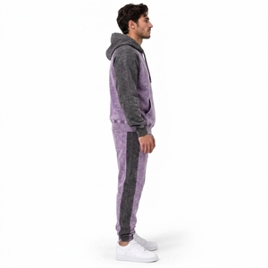 Ensemble de survêtement oversize pour homme, effet délavé, pull et pantalon de jogging, en coton doux, coupe décontractée, style vintage urbain - Product Image 4