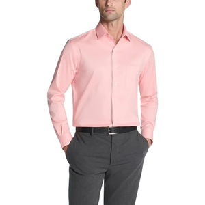 Chemise habillée pour homme, coupe classique, ultra-anti-plis, col extensible, boutonnée, unie, pour le bureau - Product Image 2