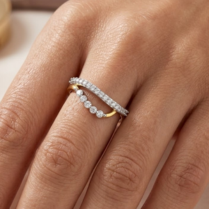 Luxury 14K Multi Tone Gold Natural Diamond Ring | Real Round Cut 0.40 TCW Diamond Crossover Engagement Ring for Women Jewelry - Product Image 1