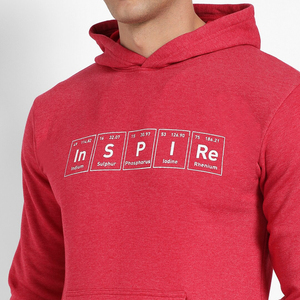 <b>Men's</b> <b>Red</b> Hooded <b>Sweatshirt</b> Inspire Print Casual Knitted Pocket Long Sleeve Regular Fit Autumn Style Polyester/Cotton SINEWY - Product Image 6
