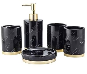 Simple Matte Black <b>Bathroom</b> <b>Accessory</b> <b>Set</b> Perfect for Modern Washroom Countertop Hotel and Home Use Wholesale From India - Product Image 5