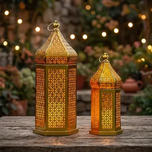 Vintage Black Iron Portable Tall/<b>Large</b> <b>Candle</b> Lanterns Hanging <b>Candle</b> Holder for Home Decoration Garden Living Room Parties - Product Image 3