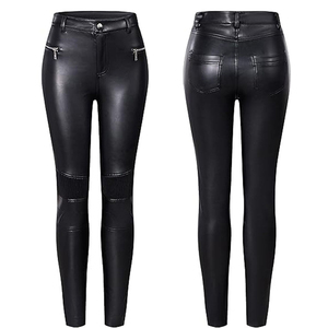 Best Quality Women's Casual PU <b>Pants</b> Winter Elastic Waist High Breathable Waterproof Eco-friendly Cheap Price - Product Image 3