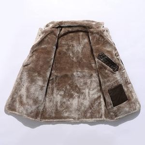 Cappotto <span class=keywords><strong>Trench</strong></span> da <span class=keywords><strong>Uomo</strong></span> in <span class=keywords><strong>Pelle</strong></span> <span class=keywords><strong>Marrone</strong></span> di Media Lunghezza con Fodera in Ecopelliccia, Colletto Rovesciato, Antivento, Giacca Invernale Vestibilità Regolare Stile Moto - Product Image 3