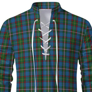 Chemise à manches longues pour homme, style Kilt Ghillie Jacobite, motif Tartan Écossais, col lacé, style Highland écossais, personnalisable en gros - Product Image 2