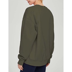 Women Oversized Crew Neck Sweatshirt Solid Color Drop Shoulder Long Sleeve Knitted Cotton <b>Pullover</b> Autumn Casual Wear - Product Image 2