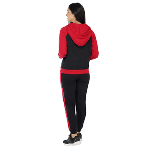 Ensemble de survêtement à capuche noir et rouge pour femme, imprimé pailleté, décontracté pour le week-end, sweat-shirt à manches longues avec poches latérales, tenue d'automne - Product Image 2
