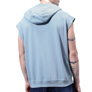 Haut de sport sans manches pour homme en coton et polyester, doux et léger, avec capuche, pour l'entraînement et la gym, personnalisable OEM, marque privée - Product Image 5