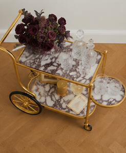 Chariot de bar de luxe finition or, chariot à boissons roulant, chariot de service de boissons design, mobilier de bar contemporain pour la maison, élégant or - Product Image 5